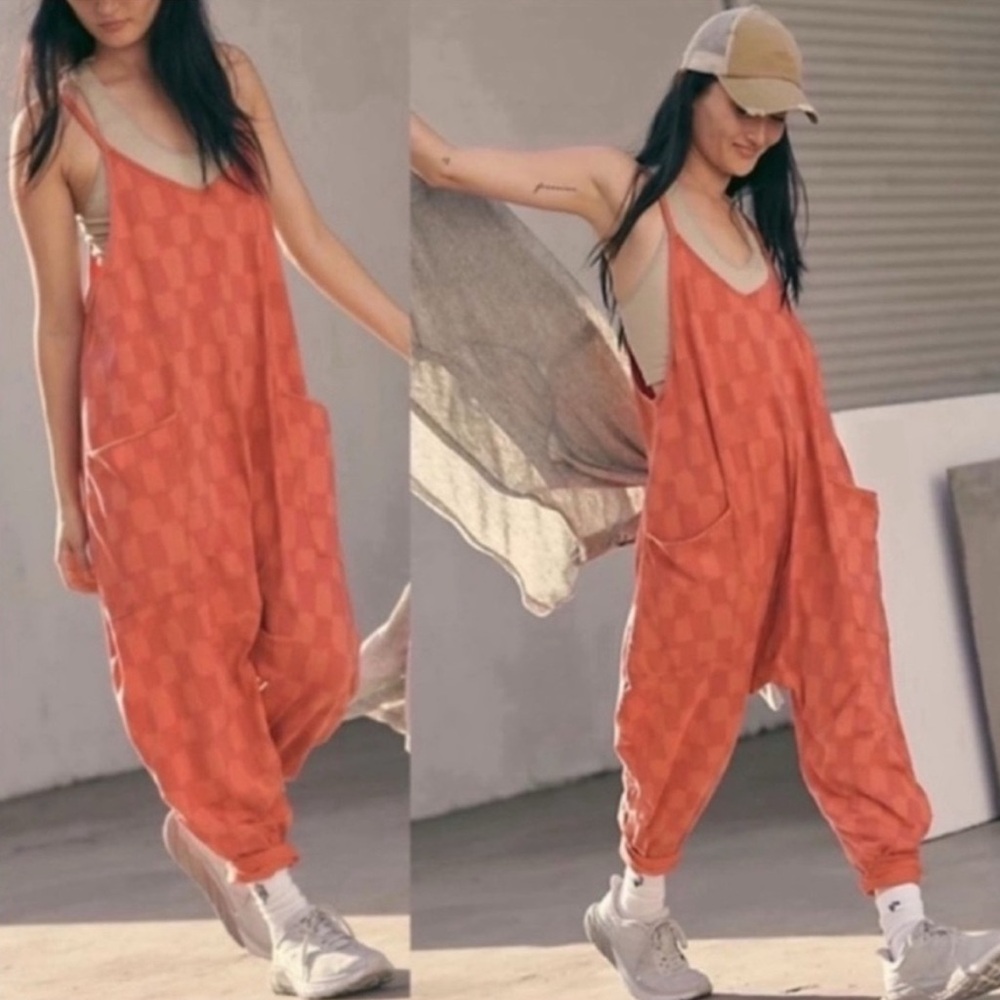 Free People Movement Hot Shot Onesie Checkered